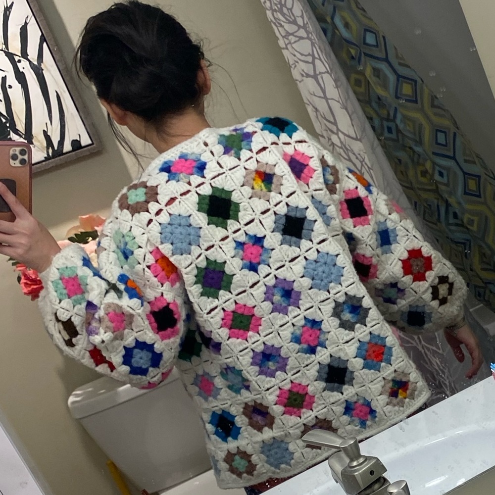 Vintage Crochet Granny Square Cardigan